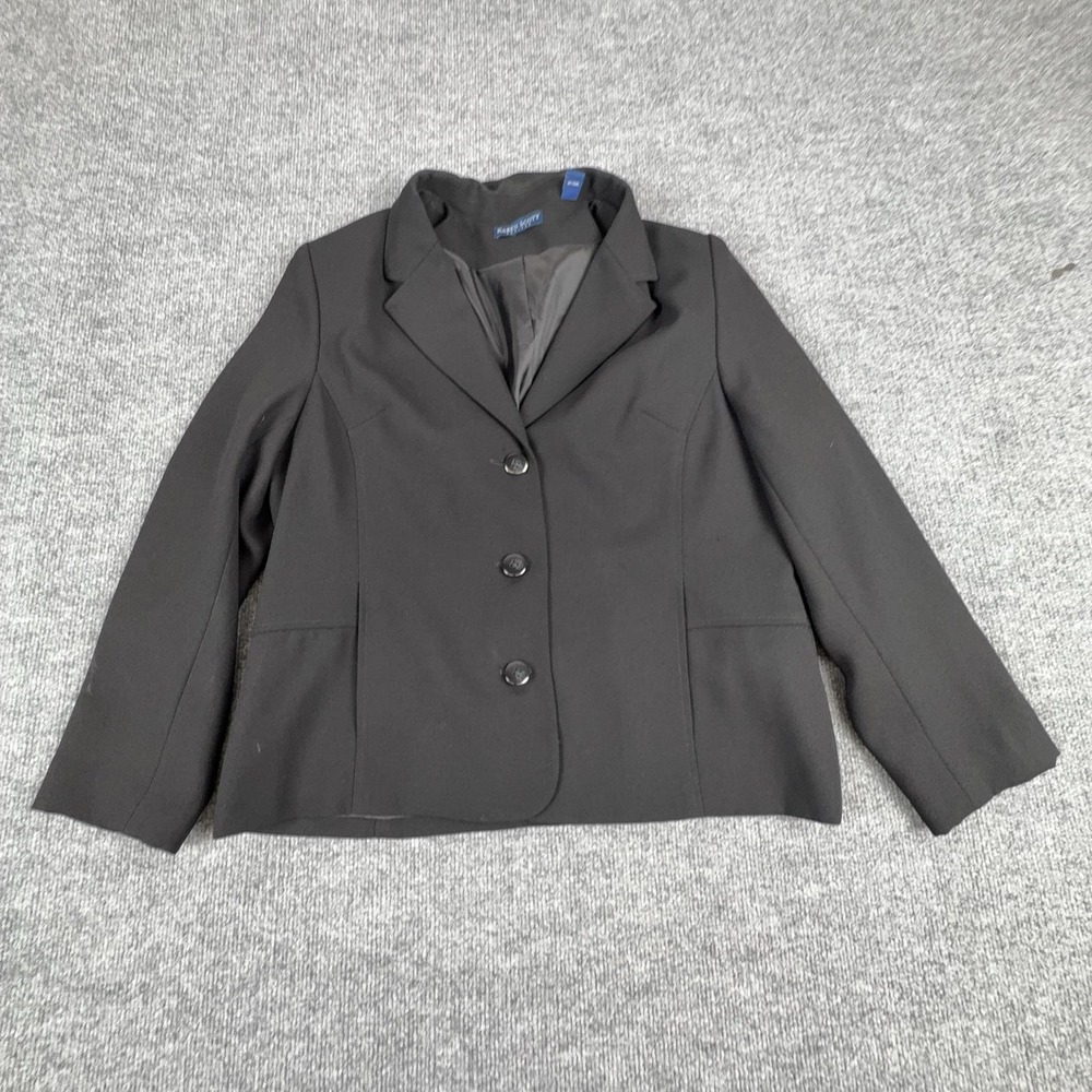 Karen Scott Blazer Womens 16P Black Three Button Lined Notch Collar Jacket